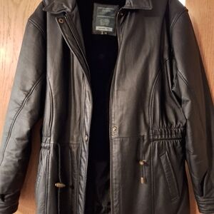 Womens Sergio Rossi Black Leather Jacket, 2xl